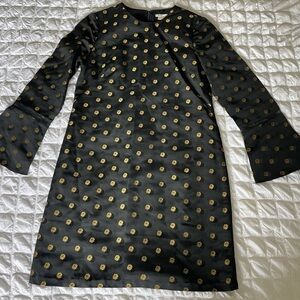 Shoshanna black brocade embroidered metallic mini dress